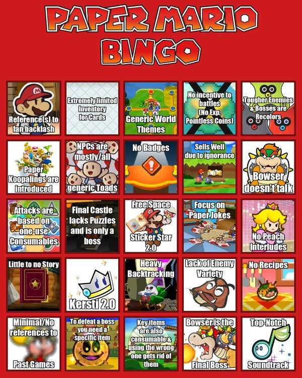 paper mario bingo